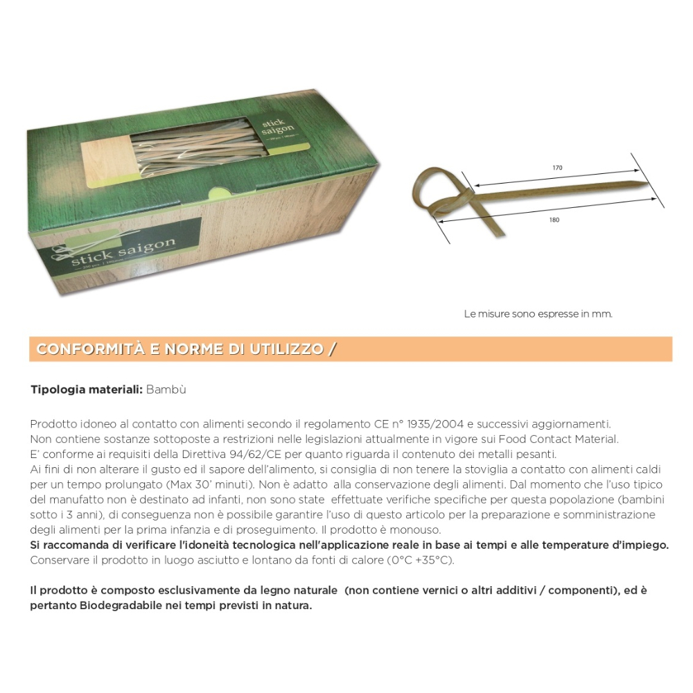 STECCO BAMBOO 180MM x 250 Pz.ART.11396 [SDG105]