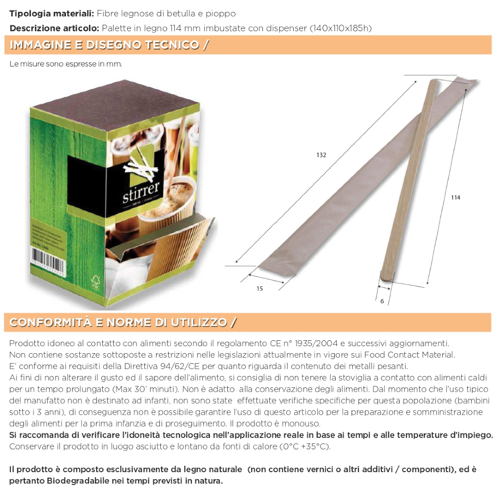 PALETTA LEGNO LUNGA IMBUSTATA cm 11,5 x 1000 Pz. [SDG315]