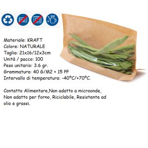 SACCHETTO ANTIGRASSO FINESTRA TRASP.x 100 Pz.173.57 (21x16/12xH3) [DAMPE210]