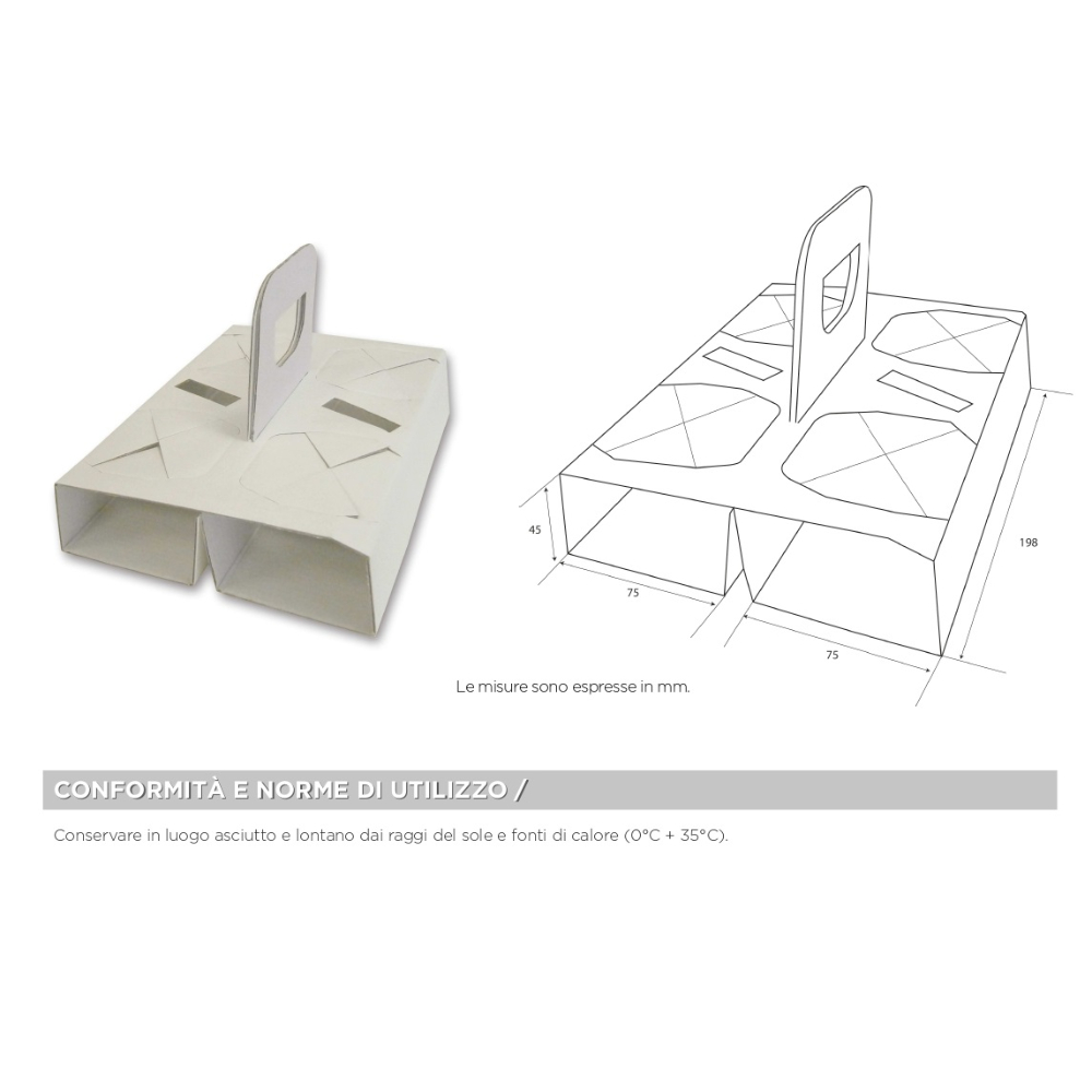 CESTINO PORTABICCHIERI CAFFE'/CAPPUC/TRASP 4 FORI x 100 Pz. ART.190-81 [SDG116]