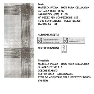 BUSTA PORTAPOSATE TARTAN GRIGIO/MAR + TOVAGLIOLO x 125Pz. ART.2115 [CELTEX300]