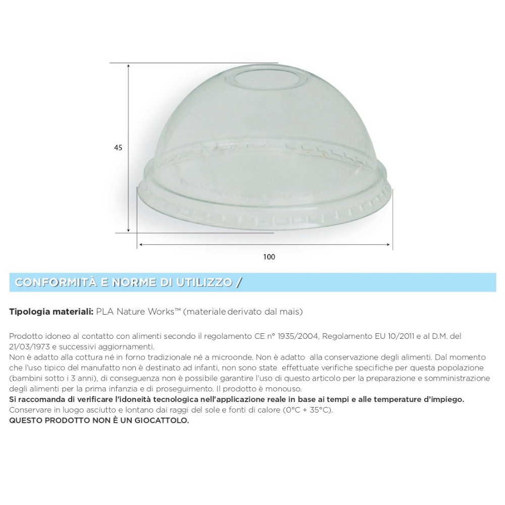 COPERCHIO PLA CUPOLA FORO x 50 Pz.ART.2827 [SDG125]