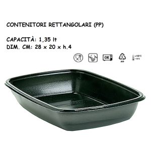 CONTENITORE NERO RETT. 1,35 L x 50 Pz. 28x20xh.4 ART.HOT71146 [DAMPE105]