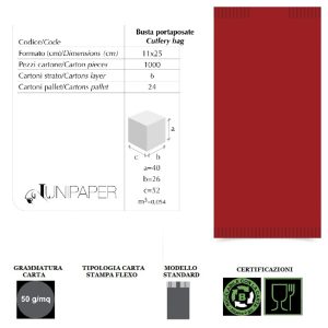 BUSTA ROSSA PORTAPOSATE+TOVAGLIOLO x 125 Pz. [LUNIPAPER107]