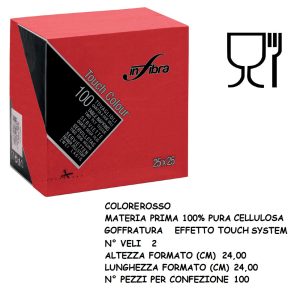 TOVAGLIOLI COCKTAIL 2V ROSSO cm25x25 100 x 30 Pz.ART.I-0264 [CELTEX500]