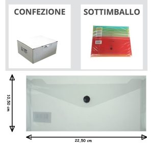 CUSTODIE COLORATE CON BOTTONE F.TO ASSEGNO x 60 Pz.ART.993/5 [ALPLAST170]