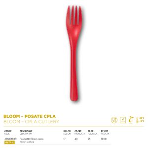FORCHETTA ROSSO BLOOM CPLA x 25 Pz.JR689160R [DAMPE325]