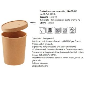 CONTENITORE+COPERCHIO AVANA cm11,7x9,2x11 h 740 ml x 25 Pz. ART.H0722 [LEONE275]