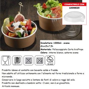 INSALATIERA cm15x7,5h 1000ml x 24 Pz. H0759 [LEONE220]