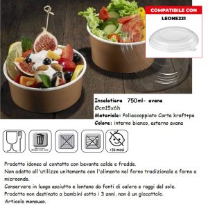 INSALATIERA cm15x6h 750ml x 50 Pz. H0758.I [LEONE222]