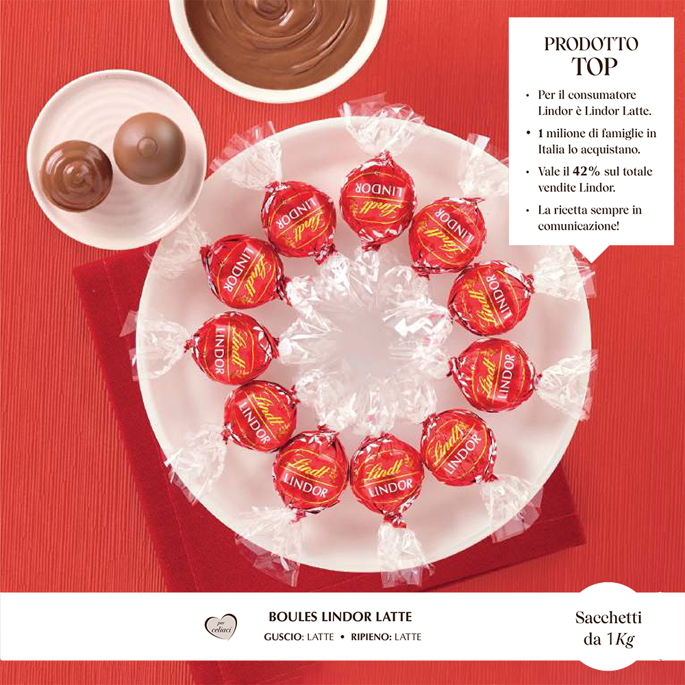 LINDOR BOULES LATTE ROSSO x 80 Pz.Kg.1 (SACCHETTO) [LINDTBANCO138]