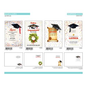 BIGLIETTI LAUREA FOIL ORO x 12 Pz. ART.AGVB23 [MARPIMAR117]