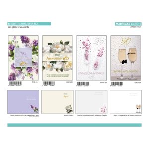 BIGLIETTI ANNIVERSARIO GLITTER x 12 Pz. ART.AGVD26 [MARPIMAR122]