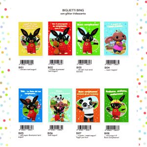 BIGLIETTI COMPLEANNO BING x 12 Pz. ART.ABI01 [MARPIMAR155]