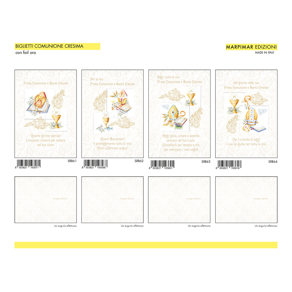 BIGLIETTI COMUNIONE/CRESIMA x 12 Pz. ART.ASRB15 [MARPIMAR228]