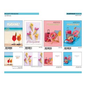 BIGLIETTI PENSIONE FOIL ORO x 12 Pz. ART.ALOC28/12 [MARPIMAR245]