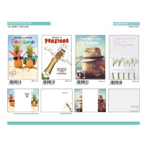 BIGLIETTI PENSIONE GLITTER x 12 Pz. ART.AGVC29 [MARPIMAR249]
