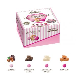 BOX CONFETTI CIOCO MANDORLA SFUMATI ROSA INCARTATI Gr.500 [MAXTRIS240]
