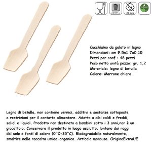 CUCCHIAINO LEGNO DA GELATO 9,5 cm x 48 Pz. ART.Q1016 [LEONE320]