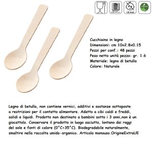 CUCCHIAINO LEGNO 10 cm x 48 Pz. ART.Q1017 [LEONE315]