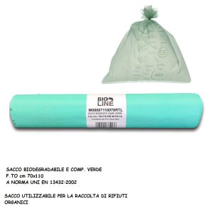 SACCO BIO VERDE Gr.38 70x110cm (10 strappi) ART.H1O038R [BIOEXTRUSION140]