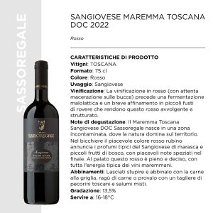 SANGIOVESE MAREMMA TOSCANA DOC 2022 CL.75 x 6 Pz. [SANTAMARGHERITA110]