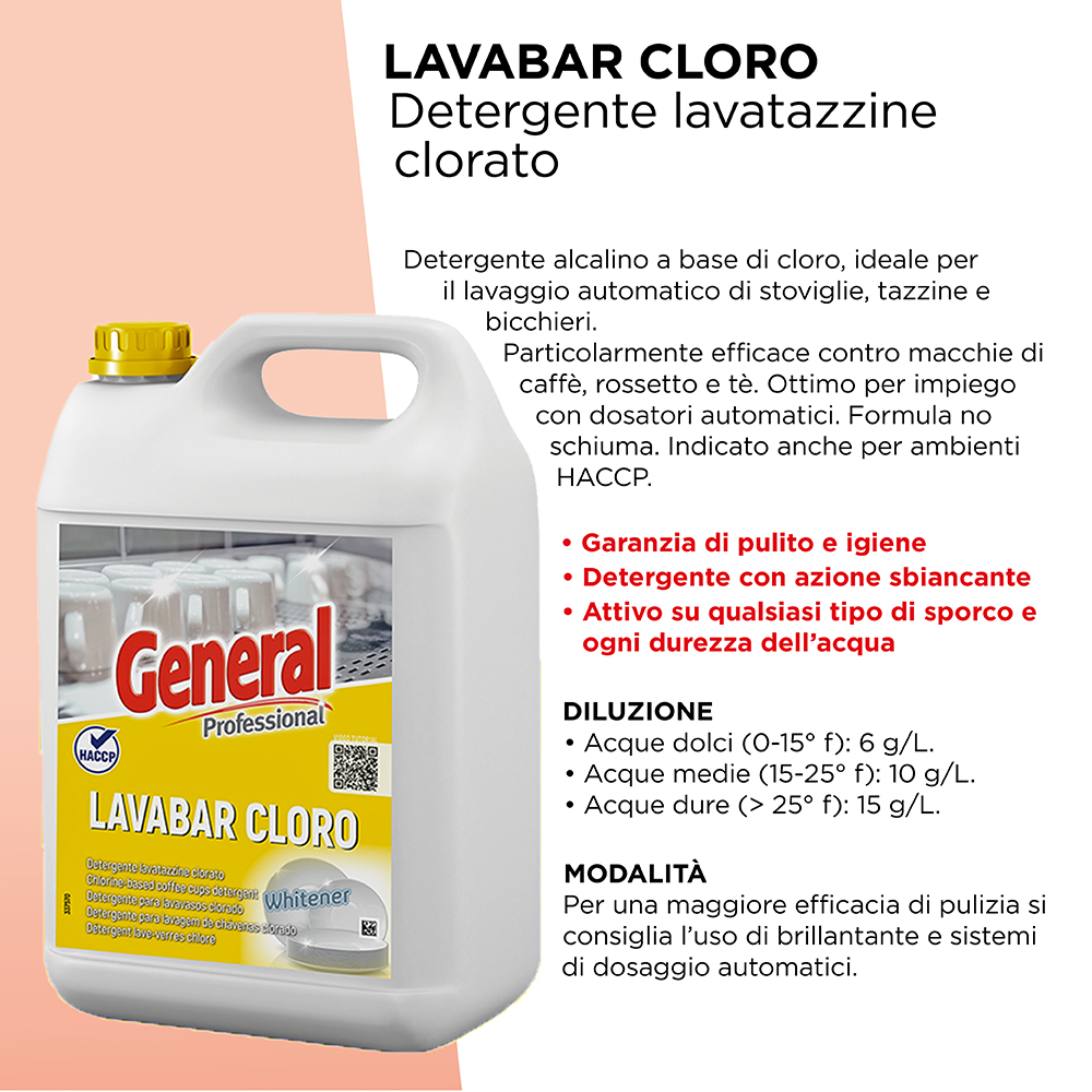 LAVABAR CLORO (LAVATAZZINE) GENERAL TANICA x 5 Kg. ART.7119 [SUTTER106]