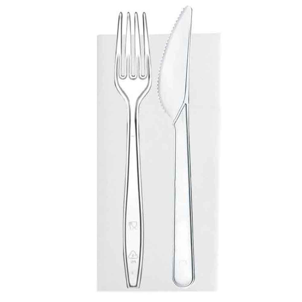 BIS POSATE RIUTILIZZABILI + TOVAGLIOLO 1V x 500 Pz. ART.02PS2 (CF PP) [USOBIO165]