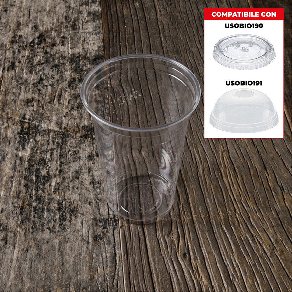 BICCHIERE PLA TRASPARENTE 400 ML (TACCA 300ML)x 50 Pz. ART.Y400 [USOBIO176]