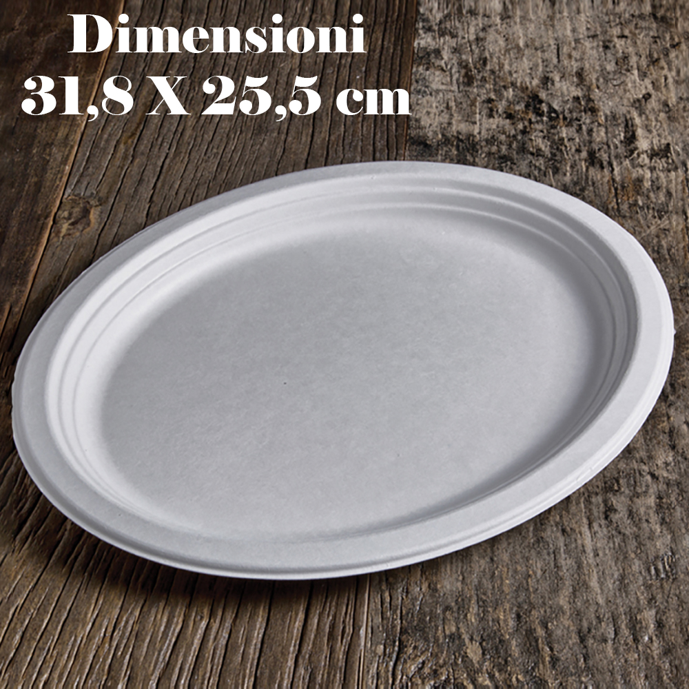 PIATTO OVALE GRANDE POLPA DI CELLULOSA x 50 Pz. COD.P030 [USOBIO270]
