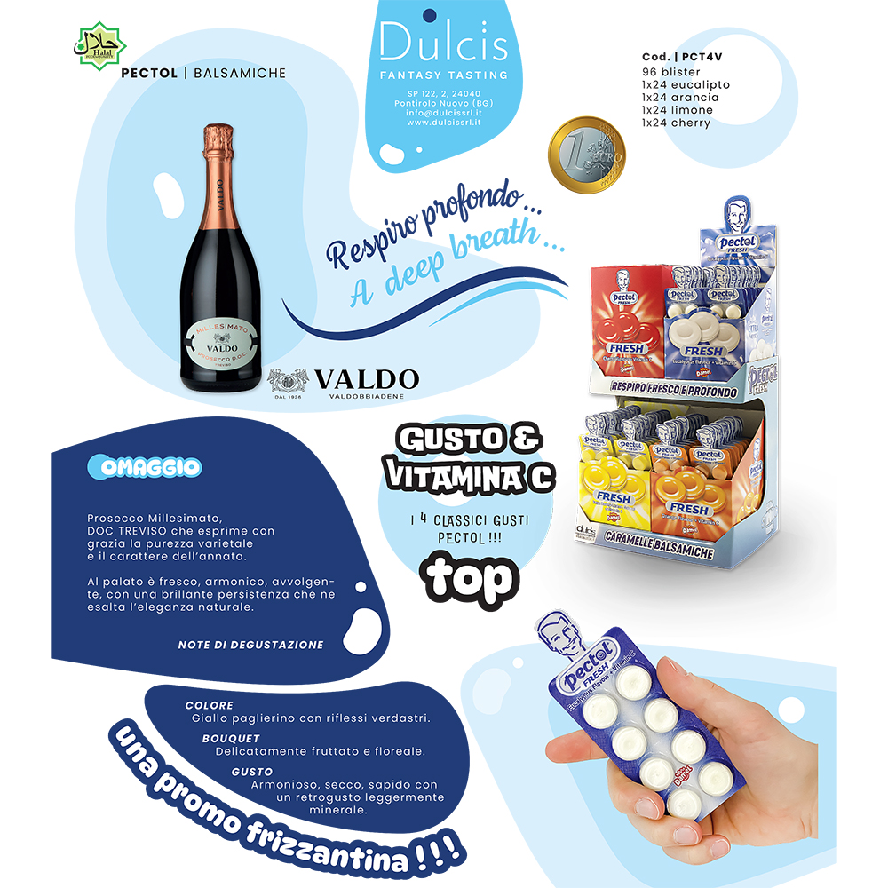 PECTOL BLISTER ESPOSITORE x 96 Pz + BOTTIGLIA PROSECCO OMAGGIO [DULCIS101]