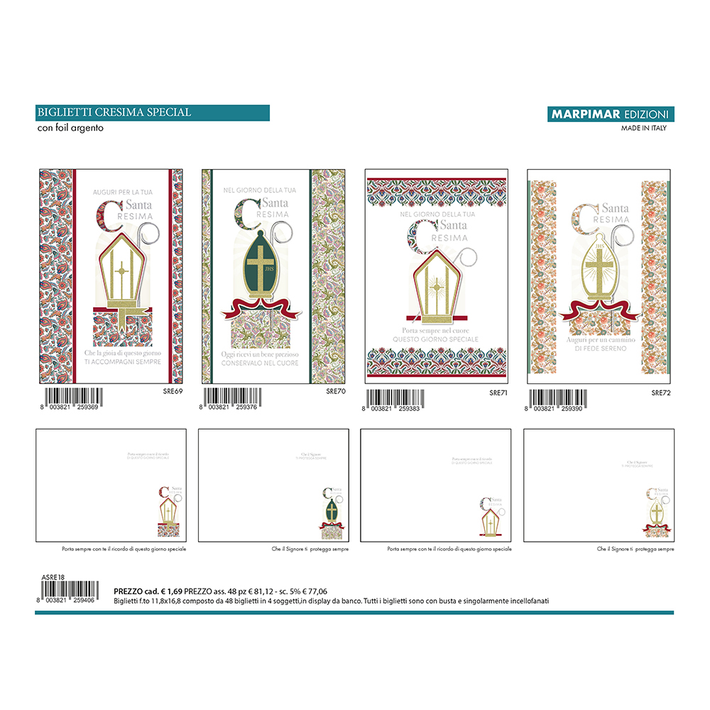 BIGLIETTI CRESIMA SPECIAL x 12 Pz. ART.ASRE18/12 [MARPIMAR240]