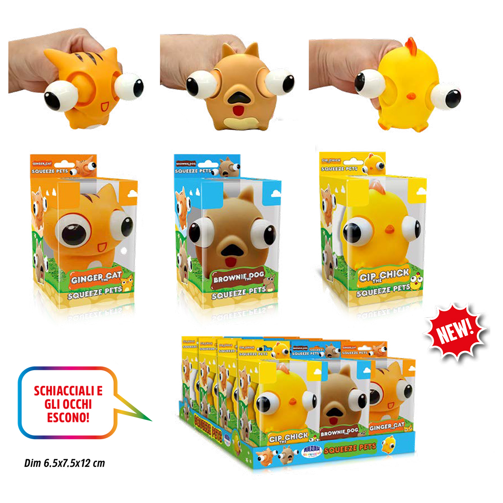 SQUEEZE PETS OCCHIONI ANIMALETTI x 12 Pz. V.2,90 ART.A7178 [ROSSINIS126]