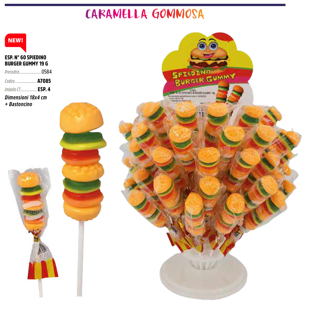 SPIEDINO BURGER GUMMY x 60 Pz.ART.A7085 [ROSSINIS190]